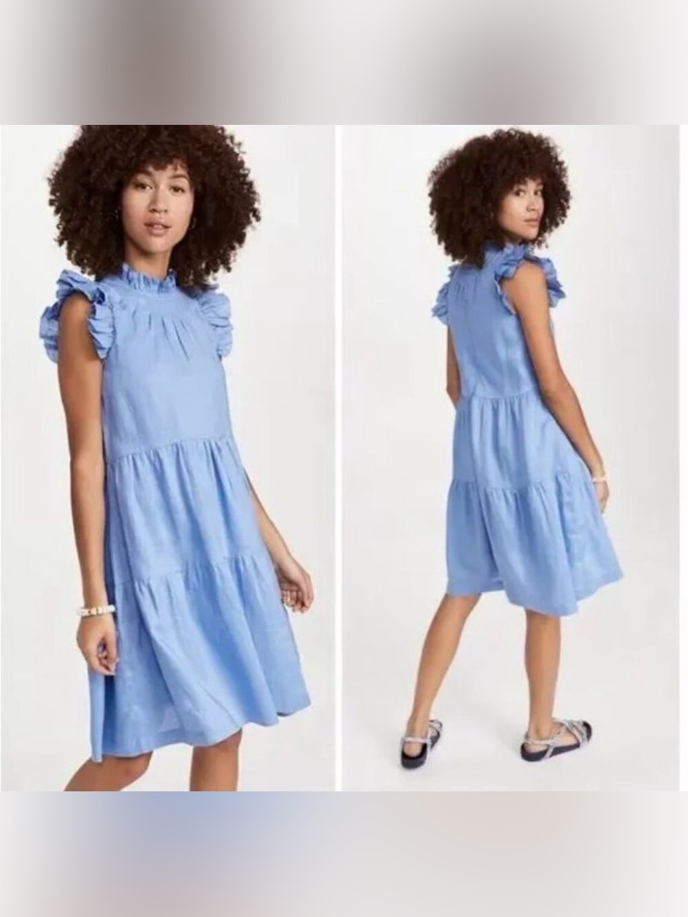 Sea New York Tiered Waverly flutter sleeve Dress Carolina Blue - Size 0 - XS